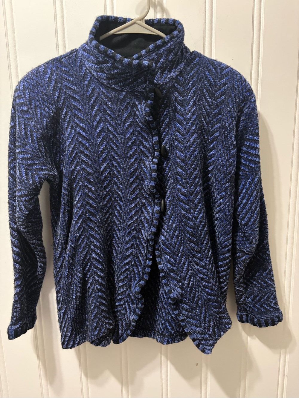 Patricia Palson Handwoven Fiber Art Jacket Blue Black Lagenlook